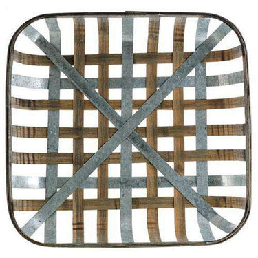 Square Tobacco Basket With Metal Straps, 22